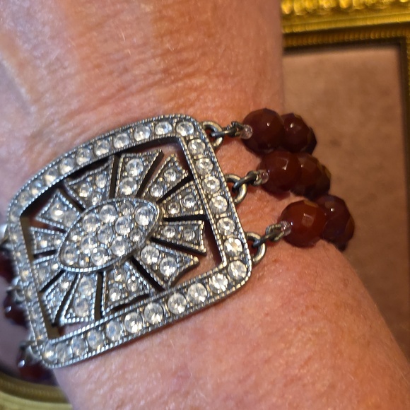 Haley Hill Silver and Burgandy Faceted Beaded Bracelet - Picture 6 of 6